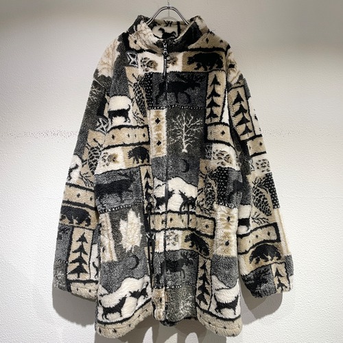 BLACK MOUNTAIN used design pattern fleece jacket