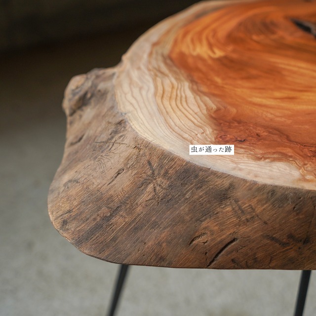 欅の輪切り一枚板 ソファーサイドテーブル （高さ・カラー変更無料）