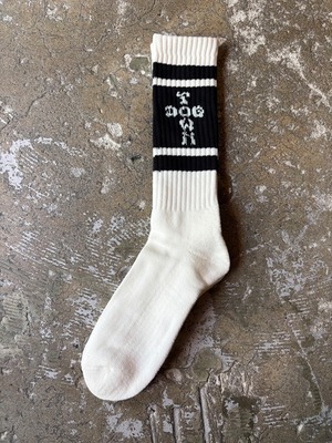 DOG TOWN / CROSS LETTER line high socks / BLACK×WHITE / DTS-010