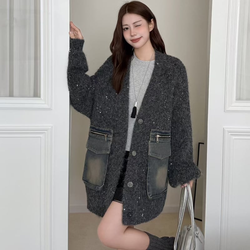 【outer】デニムポケットカーディガン Q6468