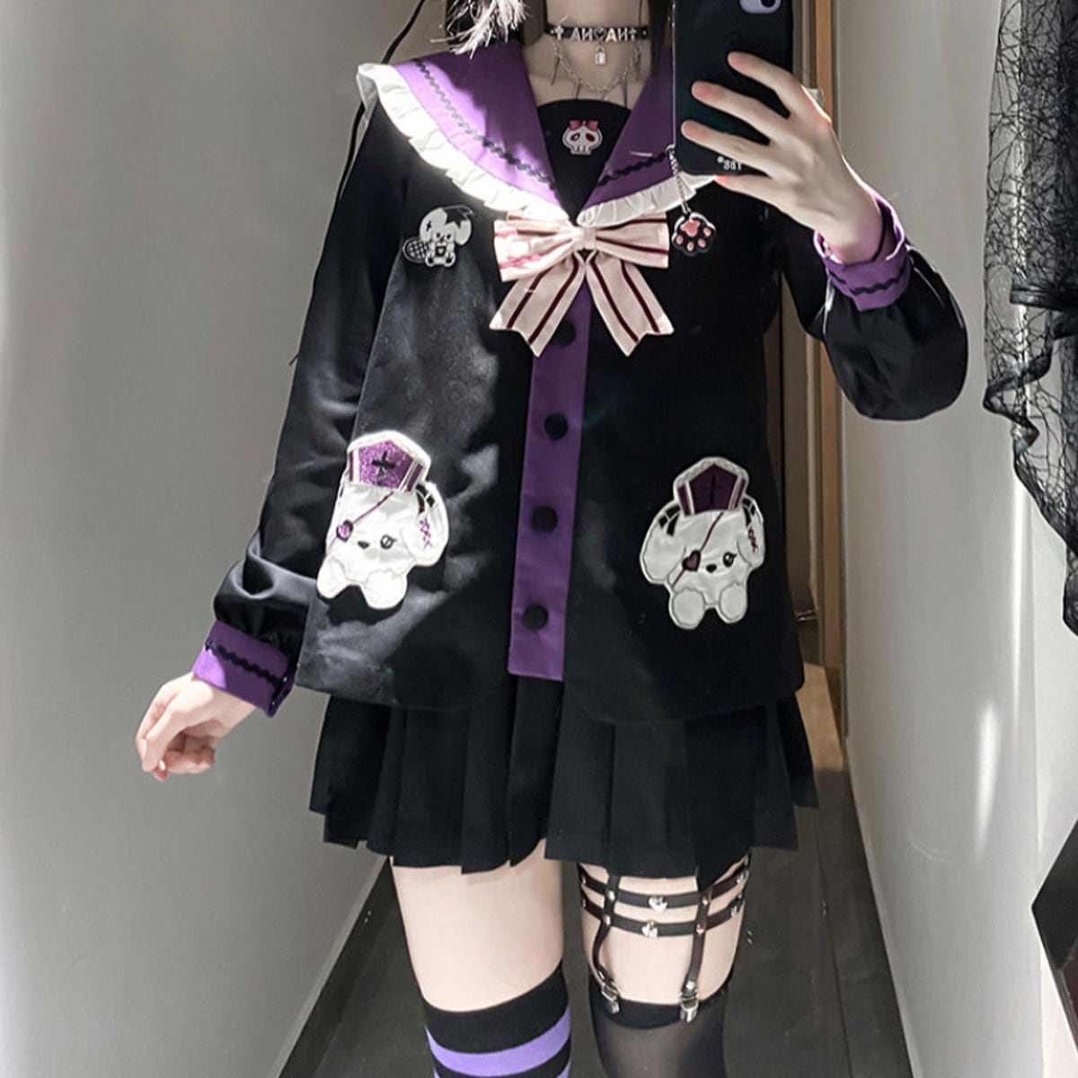 ブラック×パープルセーラー襟制服セットアップ | Maiden's Rêve
