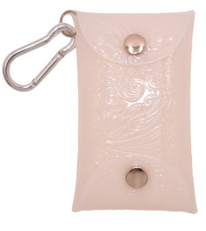 エンボス (ペイズリー柄) クリアケース 小物 透明 持ち運び (ミルク) カラビナ付 ポーチ 工房 手作り 日本製 エコパッケージ MX-0025-212