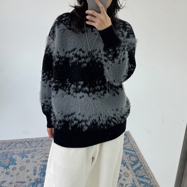 bicolor shaggy knit　バイカラーシャギーニット　J0674