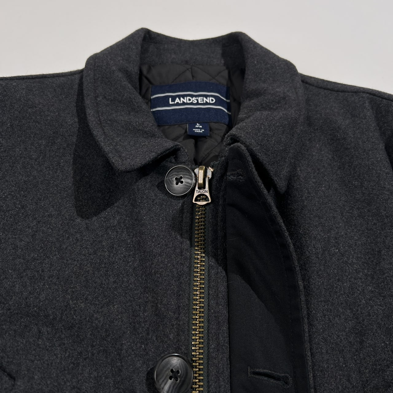 LANDS'END ランズエンド ウールブレンド クラシック カーコート ジャケット サイズ L /チャコールグレー/メンズ