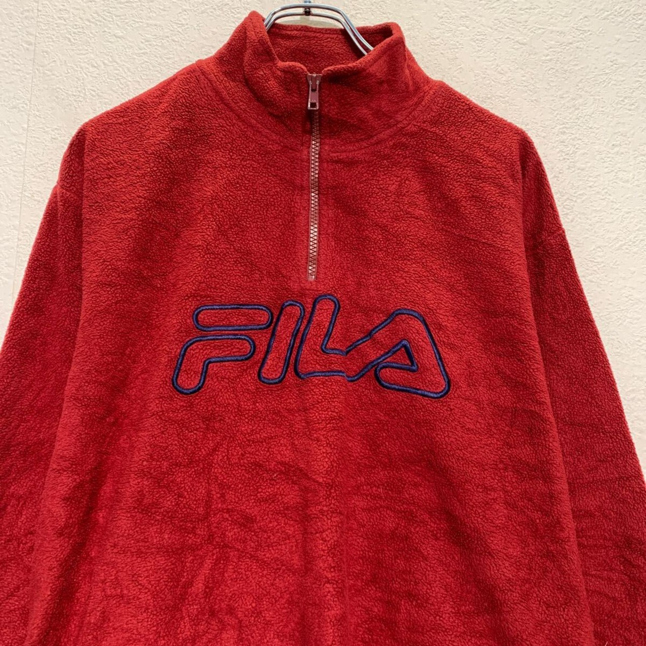 FILA フリースジャケット XL レッド フィラ ハーフジップ ビッグサイズ 