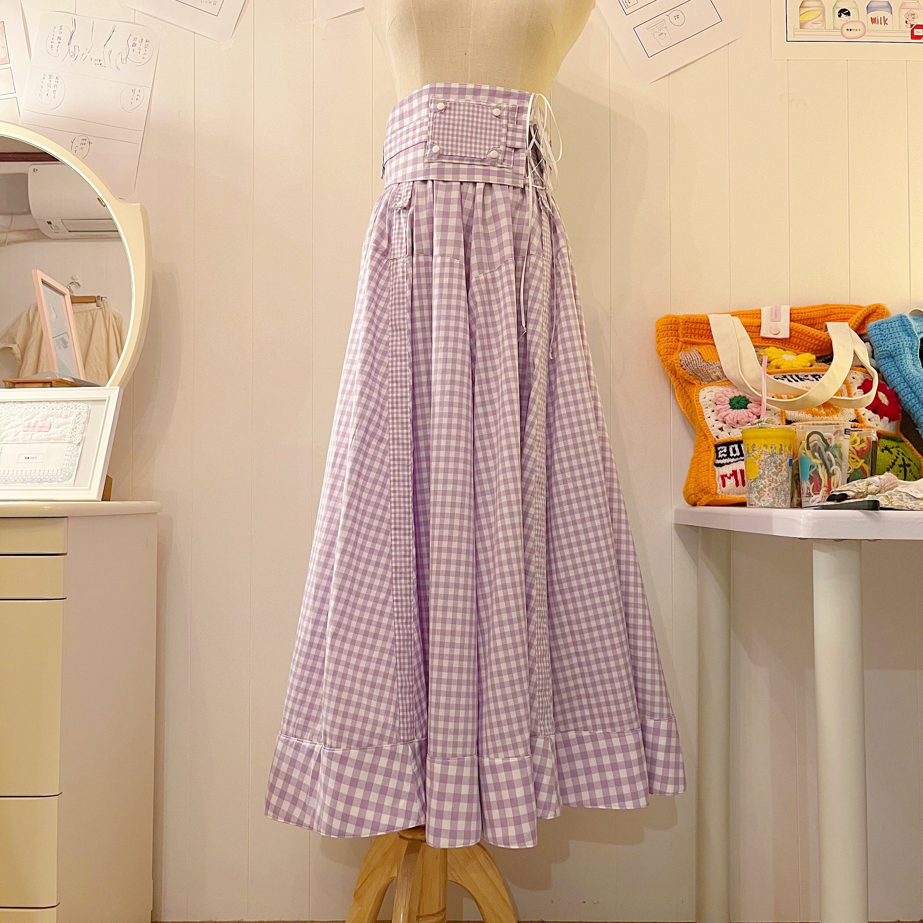 original : transformation belt gingham check skirt . purple