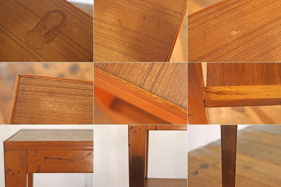 レトロ 花台 飾り台 展示台 テーブル 机 ラワン材 メラミン天板