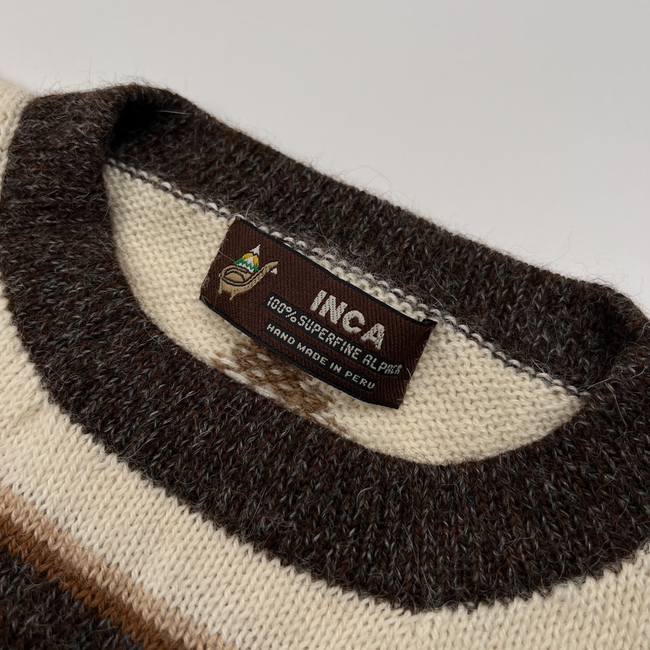 ペルー製 アルパカ100% INCA インカ フクロウ柄 鳥柄 ニットセーター /レディース/スーパーファインアルパカ