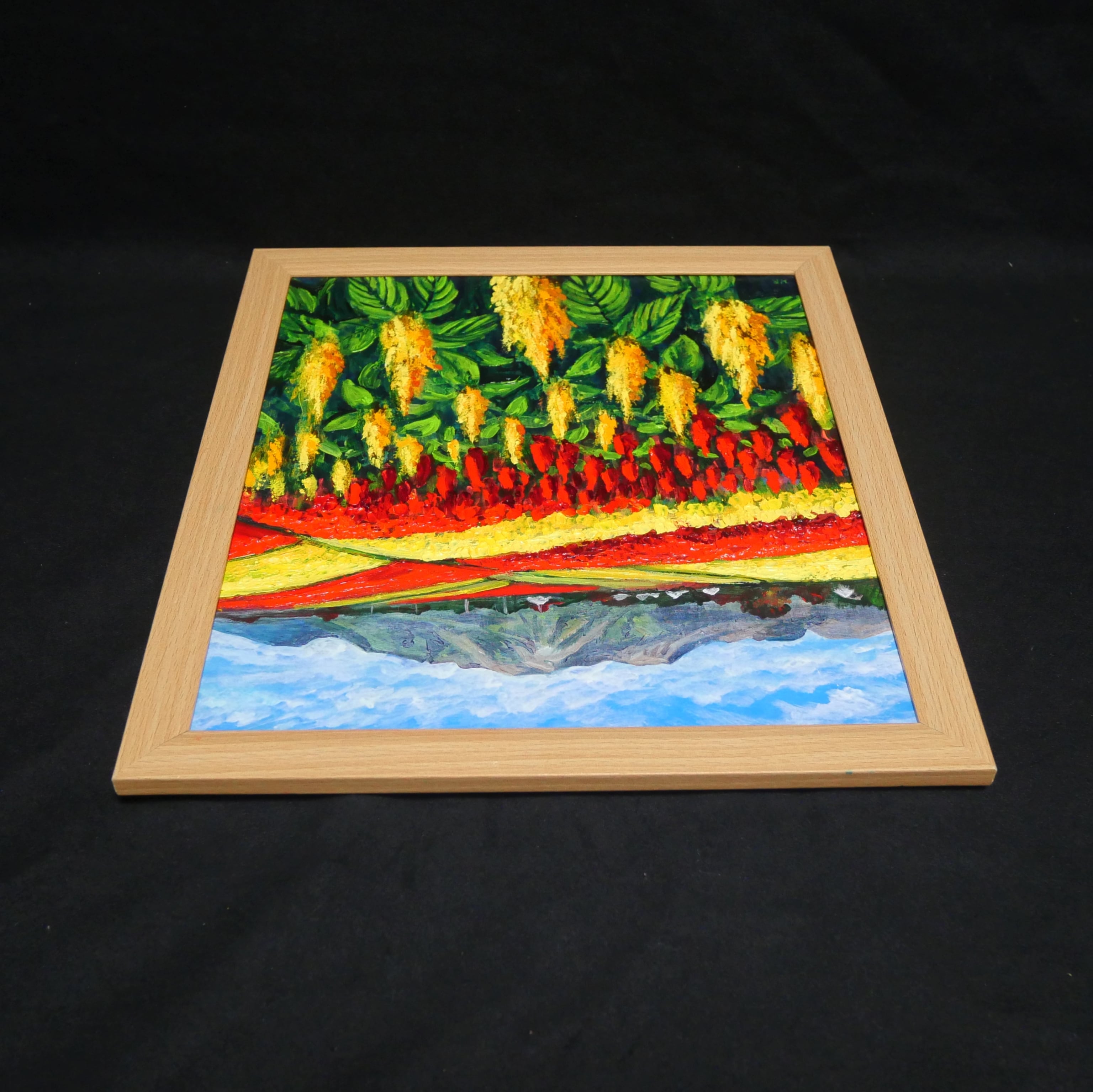 油絵 油彩 油彩画 絵 絵画 【秋日和のケイトウ】 | HIROSHI1990