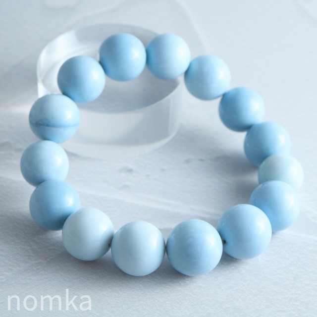 ブルーコモンオパール【16mm/超大玉】 一連ブレスレット nmbra-0099