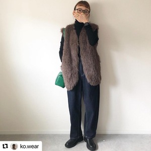【AMBASSADOR SELECT】フェイクファーノーカラーベスト A1161
