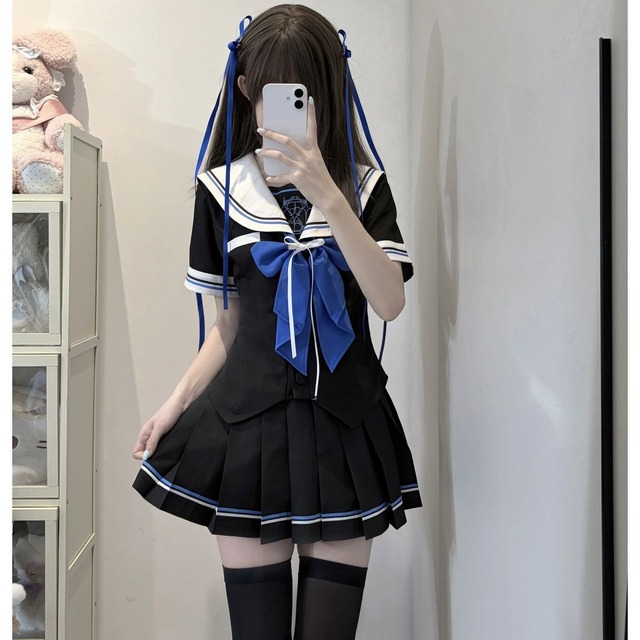 蒼夜リボンセーラー服セットアップ