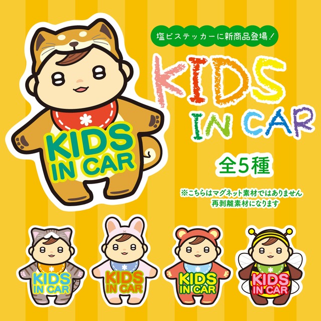 【車用塩ビシール】【13×15cm】kids in car　全5種