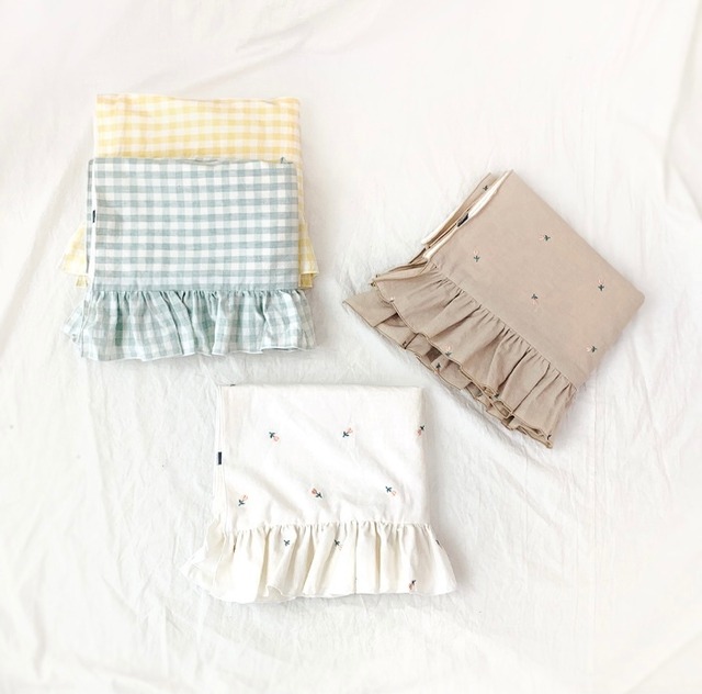 【予約】[hubsch]スウィーツフリルブランケット（ギンガムチェック/ミント）