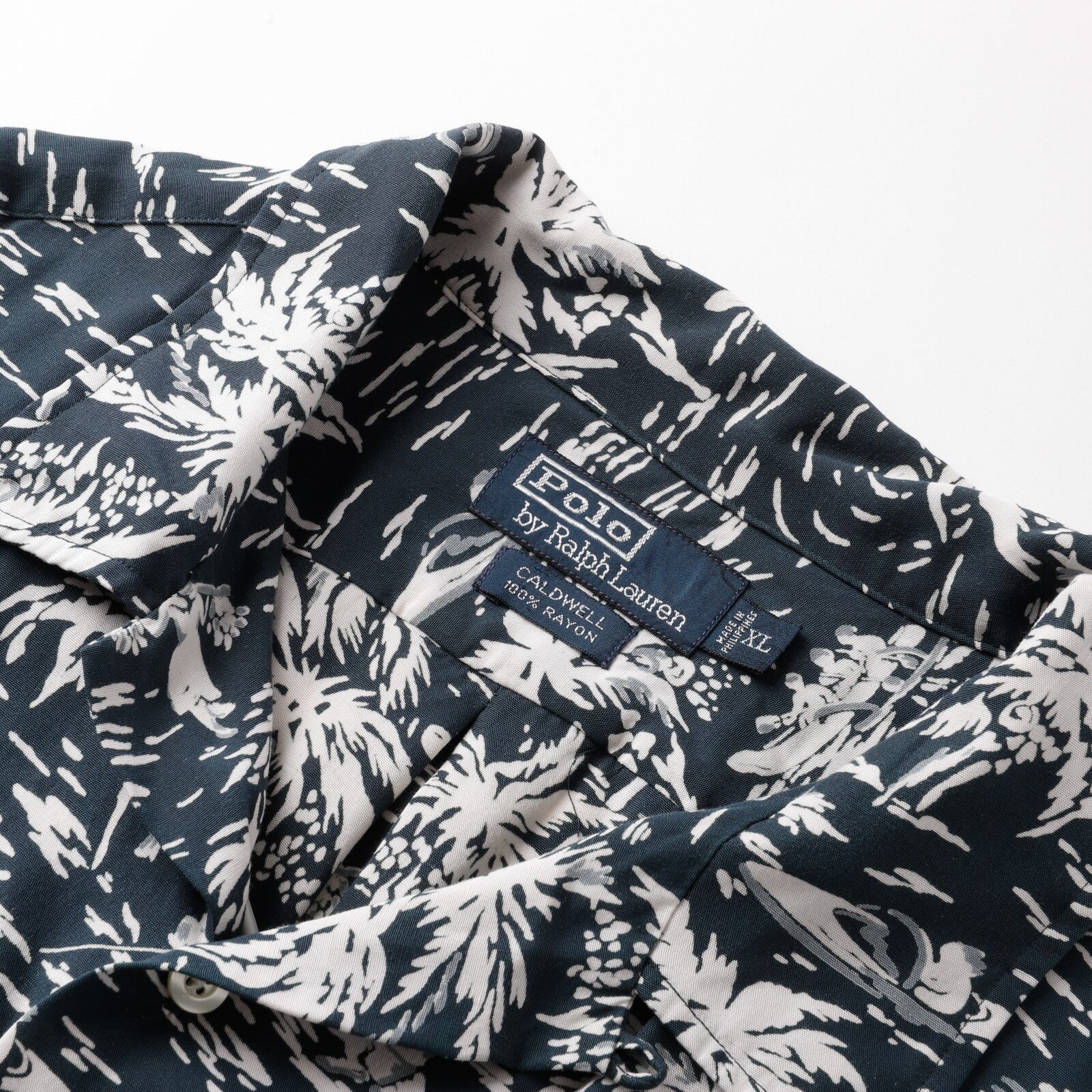 極美品】90s Ralph Lauren special rayon open collar shirt big size 