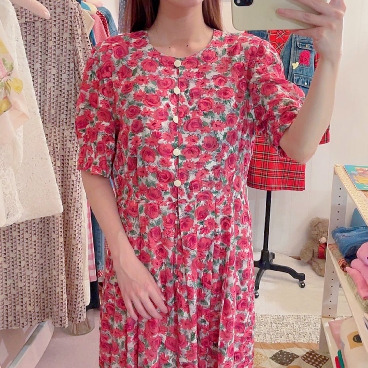 ROBERTA / pink rose garden one-piece