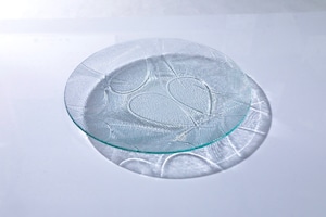 昭和型板ガラス「わかば」　皿　円形　大（Φ180mm）