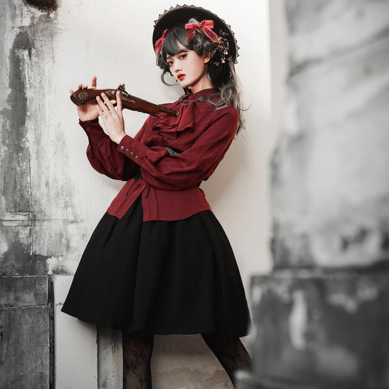 SEASONZ ゴスロリ系 スカート フレア ショート ロング ウエストベルト GOTHIC LOLITA 病みかわいい ゴシック ダーク オルチャン ろりぃた服