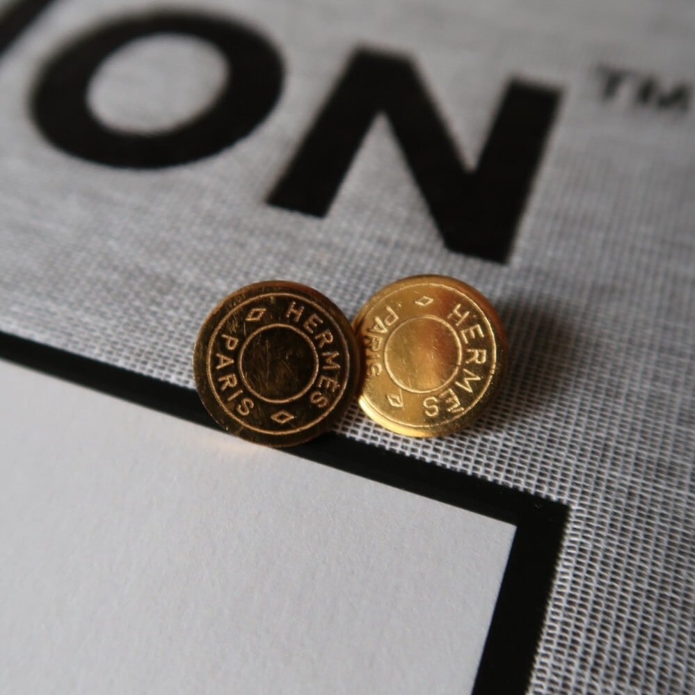 VINTAGE HERMES BUTTON】セリエ ゴールド ボタン 12mm H-26001