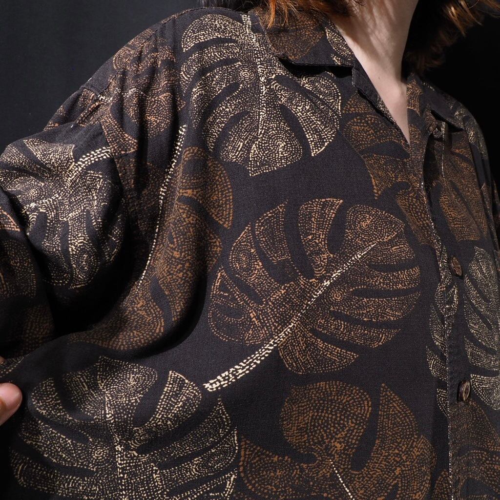 Decadent Fallen leaves full pattern Open collar ss shirt