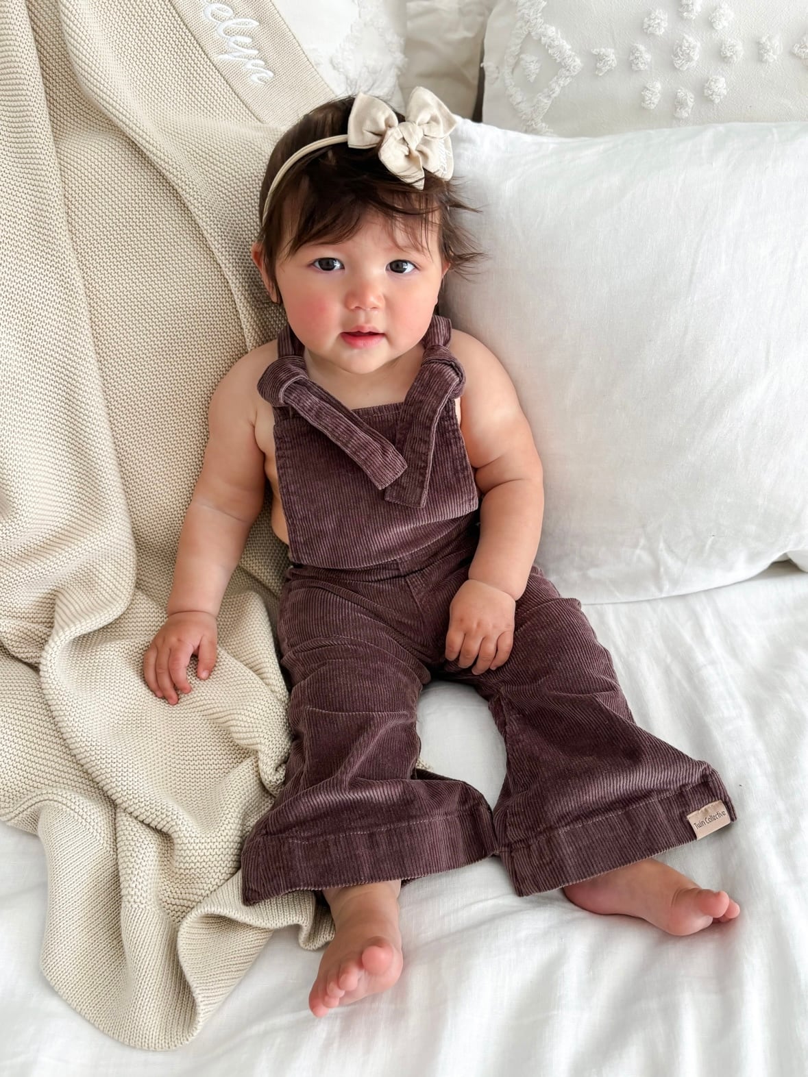 【即納/送料無料】twin collective / Farrah Flare Overall - Brown Cord-