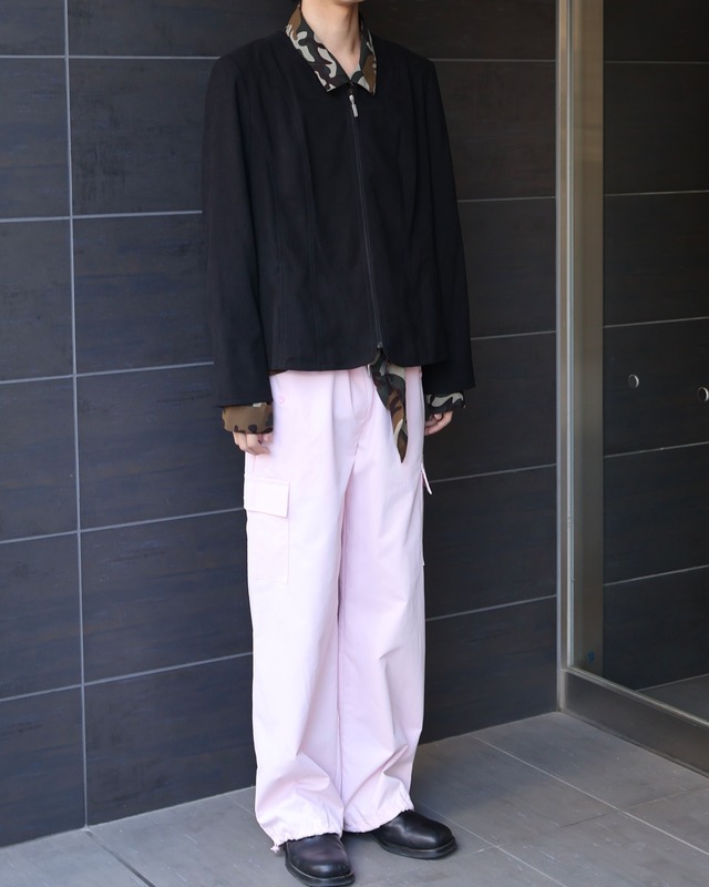 no collar zip up blouson