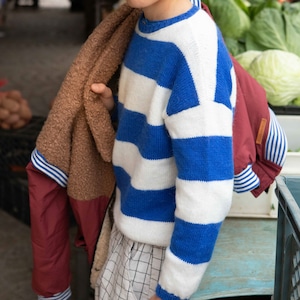 残り1点(12m)piupiuchick / Blue stripes knitted sweater / Baby