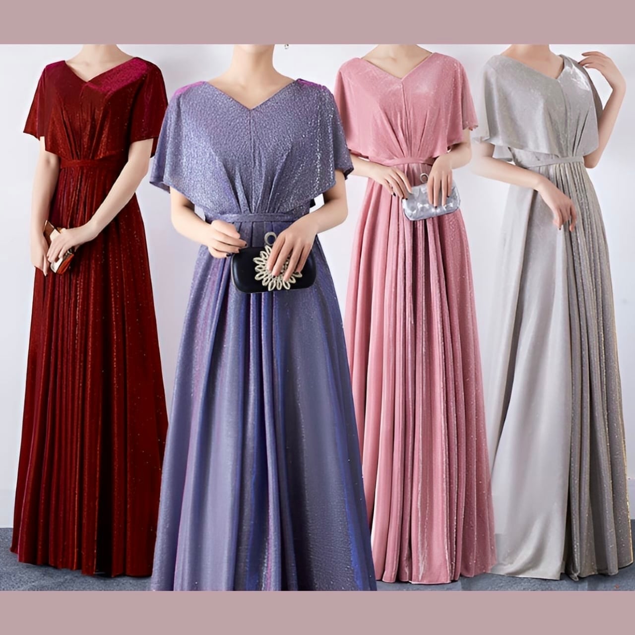 m*s様 ☀︎ロングドレス・シルバー　　M〜L 新品 シルバー 7号】シャンブレーシャンタン ストレートライン ロングドレス