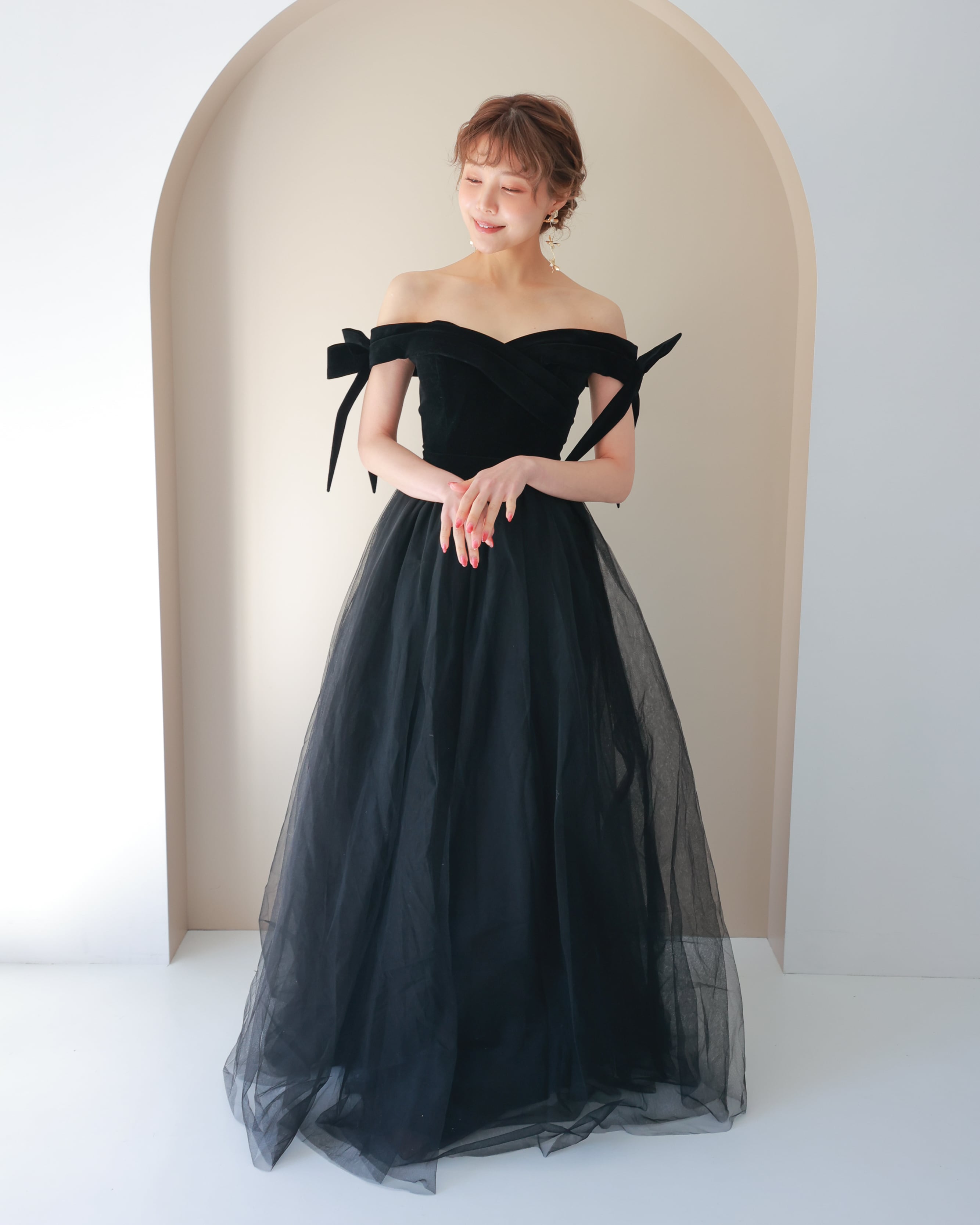 ベロアチュールブラックカラードレス【CD2501-12】 | ブライダル