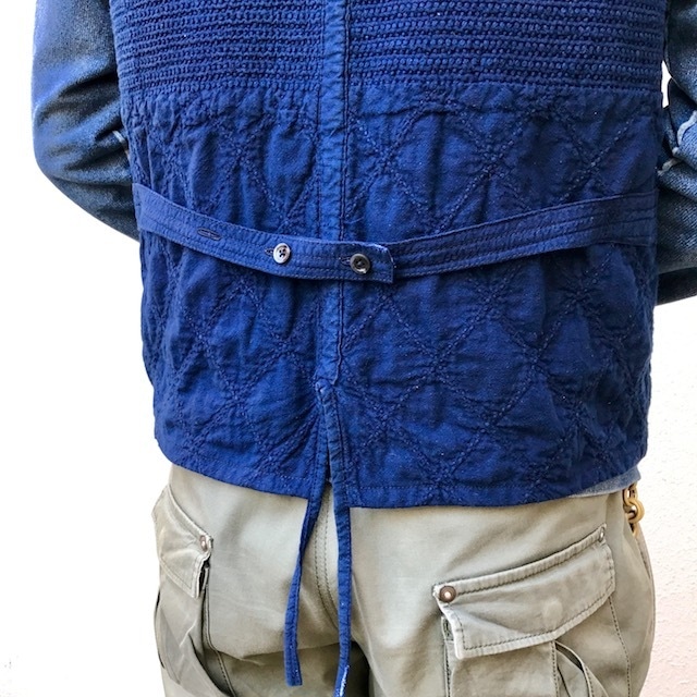 ●▲■ × "BORO" 藍染刺し子 Vintage Vest (リメイク)