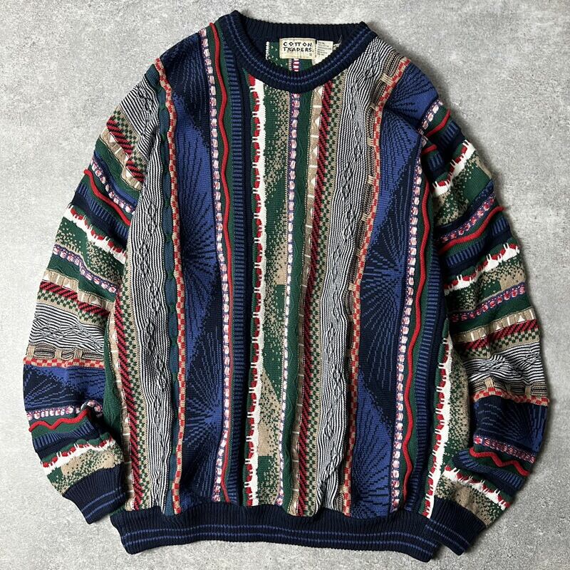 90s Protege 3Dデザインアクリルニット セーター XL USA製 90s USA製