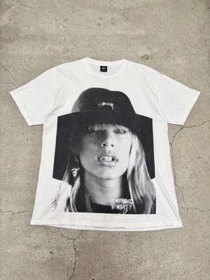 00s OLD STUSSY/COMPARED TO WHAT? Tee/Laura/L/ローラプリントTシャツ/フォト/ホワイト/ステューシ－/オ－ルドステューシ－