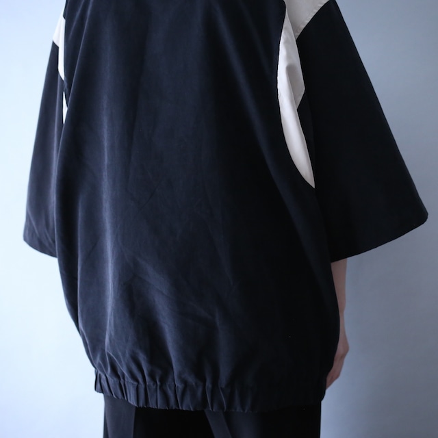 switching design half-zip high-neck h/s pullover