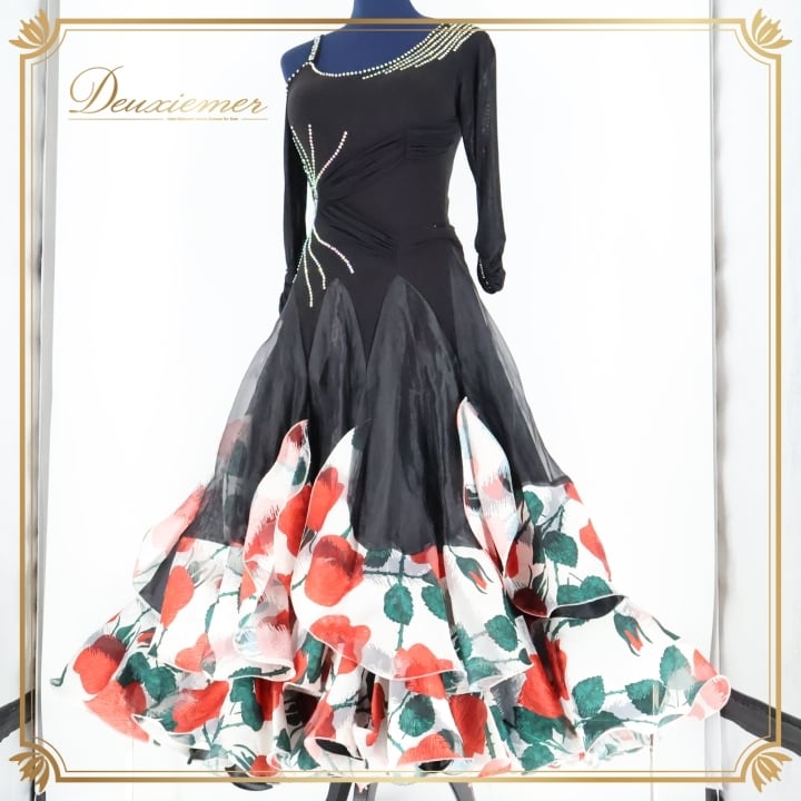 極美品　AURORA (L) 社交ダンス　ブラウス　シャツ　花柄　フォークダンス 極美品 AURORA (L) 社交ダンス ブラウス シャツ 花柄 フォーク