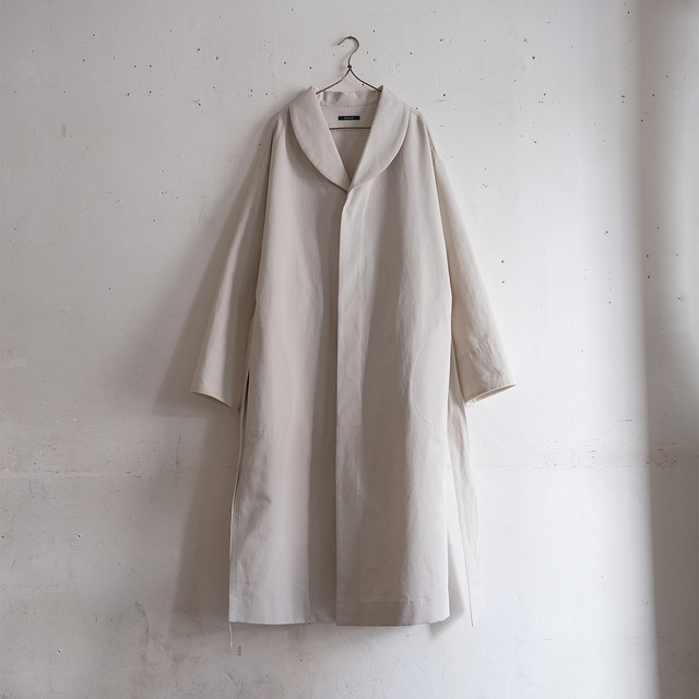 shawl collar slit coat／cotton linen kersey〈sand beige〉