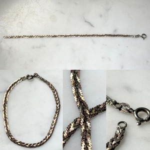 vintage tricolor silver braids chain bracelet
