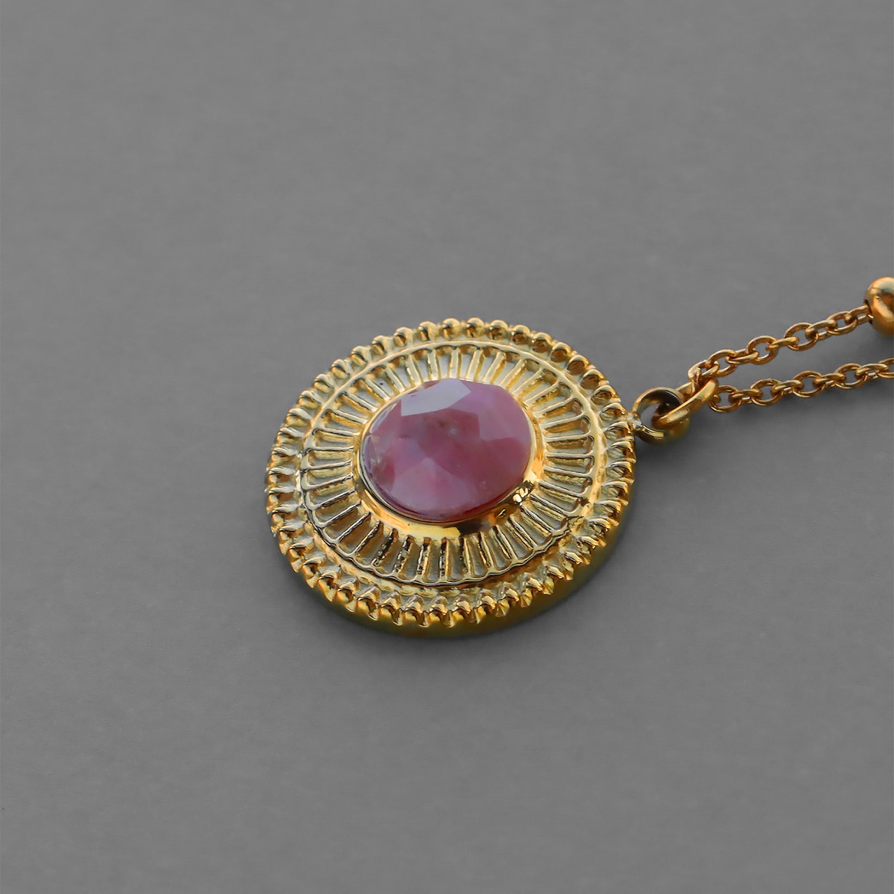 【ネコポス便】ネックレス パワーストーン ロードナイト ペンダントネックレス 14K 金属アレルギー対応 ステンレス レディース 2381