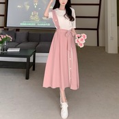 Contrast Color Patchwork Elegant Long Dress 5082