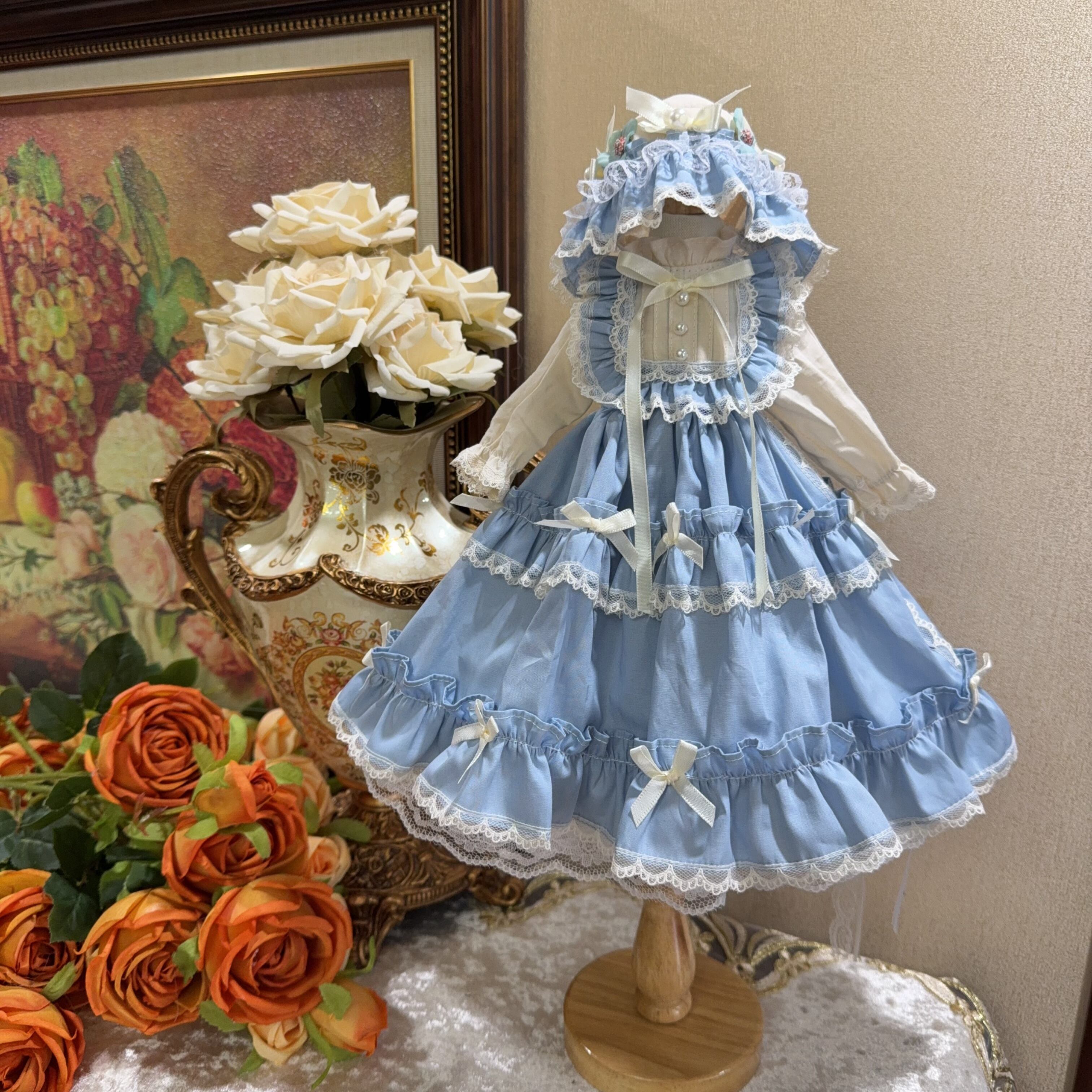 DD,SD,MDD,MSD,幼SDドール服 リボンドレス ハンドメイド