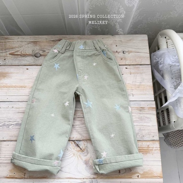 【取寄】melikey|star embroidery pants|スター刺繍パンツ|XS-JM|kids&jr|26 spring