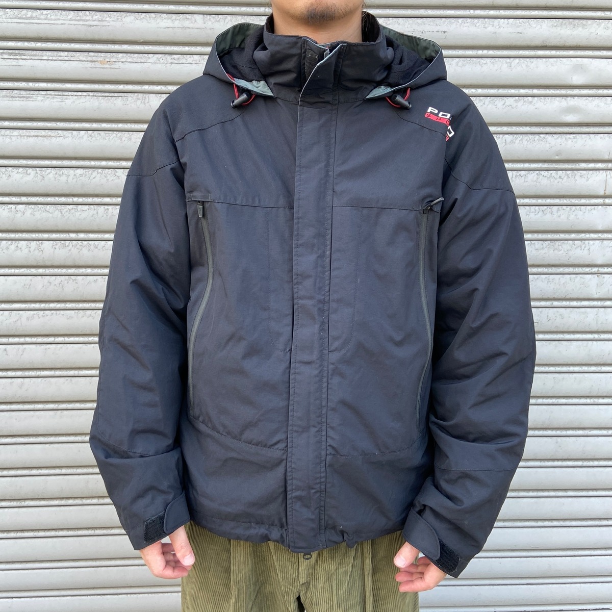 激レア おもしろかっ 90sポロスポーツロゴグリーンマウンテンパーカーM
