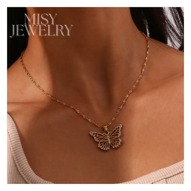 316L Zirconia Butterfly Necklace