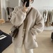 バージョン冬服女性ジャケットラムウールコートルーズオーバーサイズ厚いパーカー長袖トップ潮コート ロング ウィンター 冬物 rg0727h51062007362