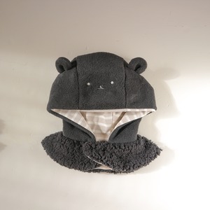 【完売】つみきの襟付き帽子(黒胡麻)3サイズ展開