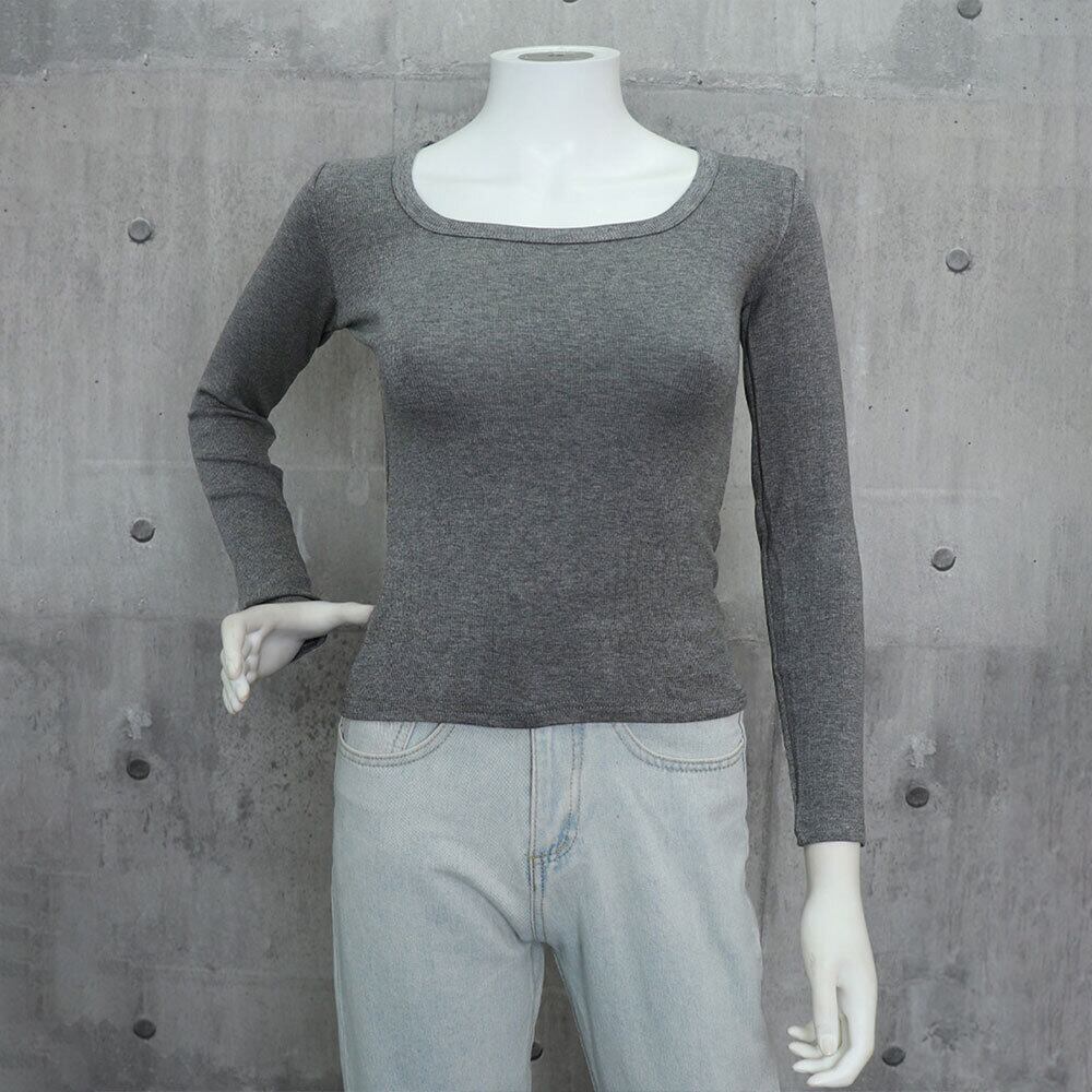 長袖 Tシャツ レディース 春秋冬 韓国 ショート丈 Uネック 裏微起毛 トップス シンプル 大人 カジュアル インナー ストレッチ 大人可愛い 大人女子