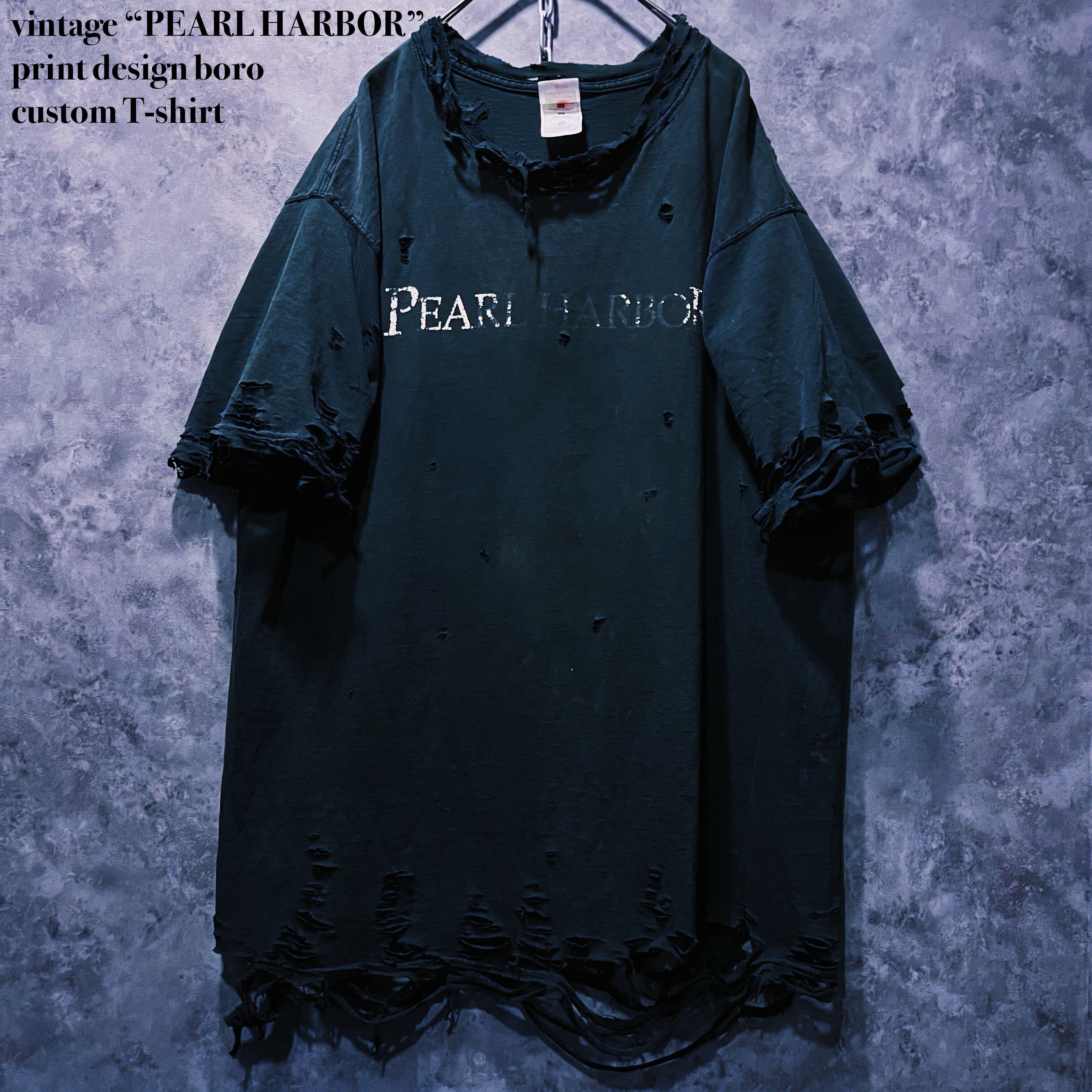 【doppio】vintage “PEARL HARBOR” print design boro custom T-shirt