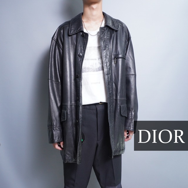 Christian Dior】ブラックレザーハーフコート | ブランド古着屋 Jesus