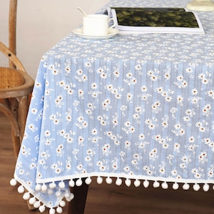 【TABLECLOTH】あっさりしたポンポン付きデイジーテーブルクロス