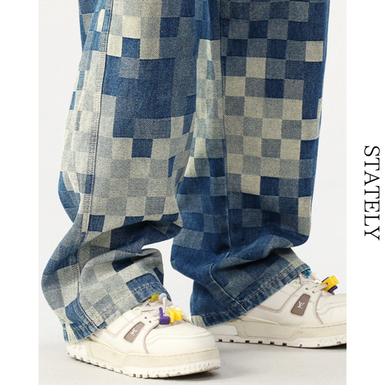 Check Patchwork Denim Pants_B63・画像7