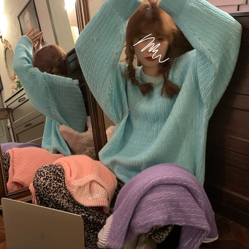 ルーズセーター ジャケット オータムカジュアルプルオーバー トップス ロング 秋物 モンロー56442289823